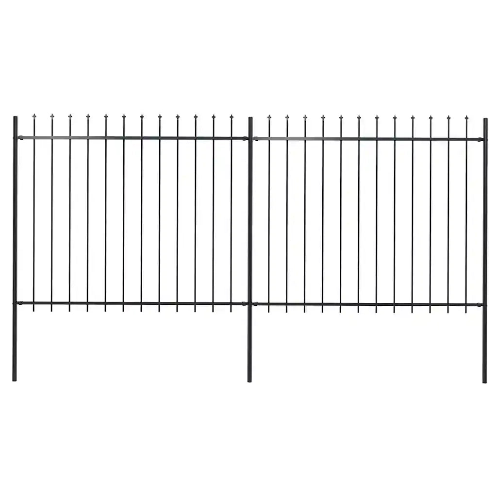 Recinzione da Giardino con Punta a Lancia in Acciaio 337x150 cm Nero 277630