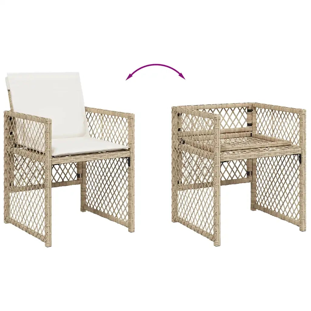vidaXL Set da Pranzo da Giardino 11 pz con Cuscini Beige in Polyrattan