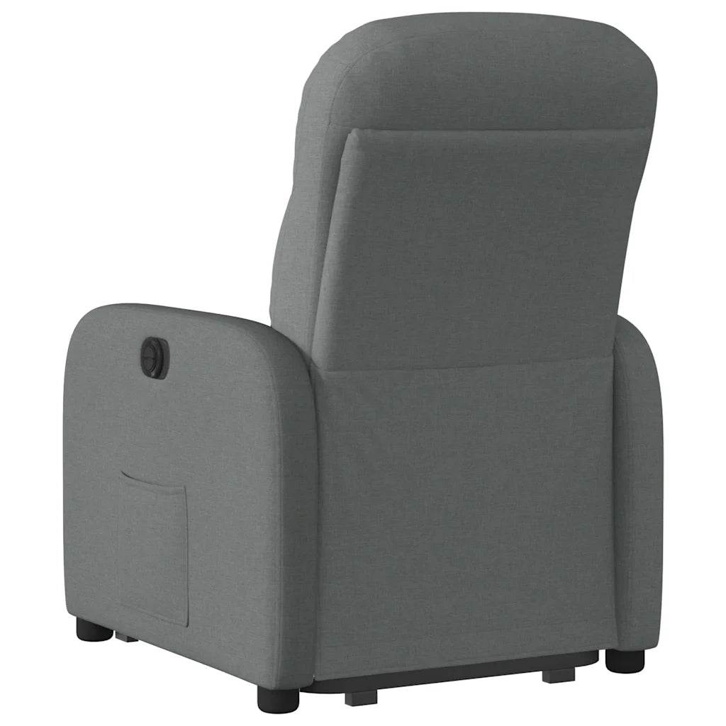 vidaXL Poltrona Alzapersona Reclinabile Elettrica Grigio Scuro Tessuto