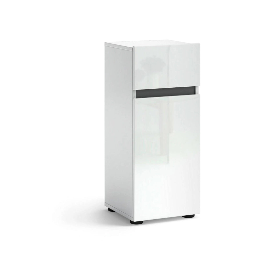 Armadio multiuso 1 anta Sylvain, Mobile multifunzionale, Mobiletto scarpiera, Guardaroba porta scarpe, Made in Italy, 34x34h81 cm, Bianco lucido