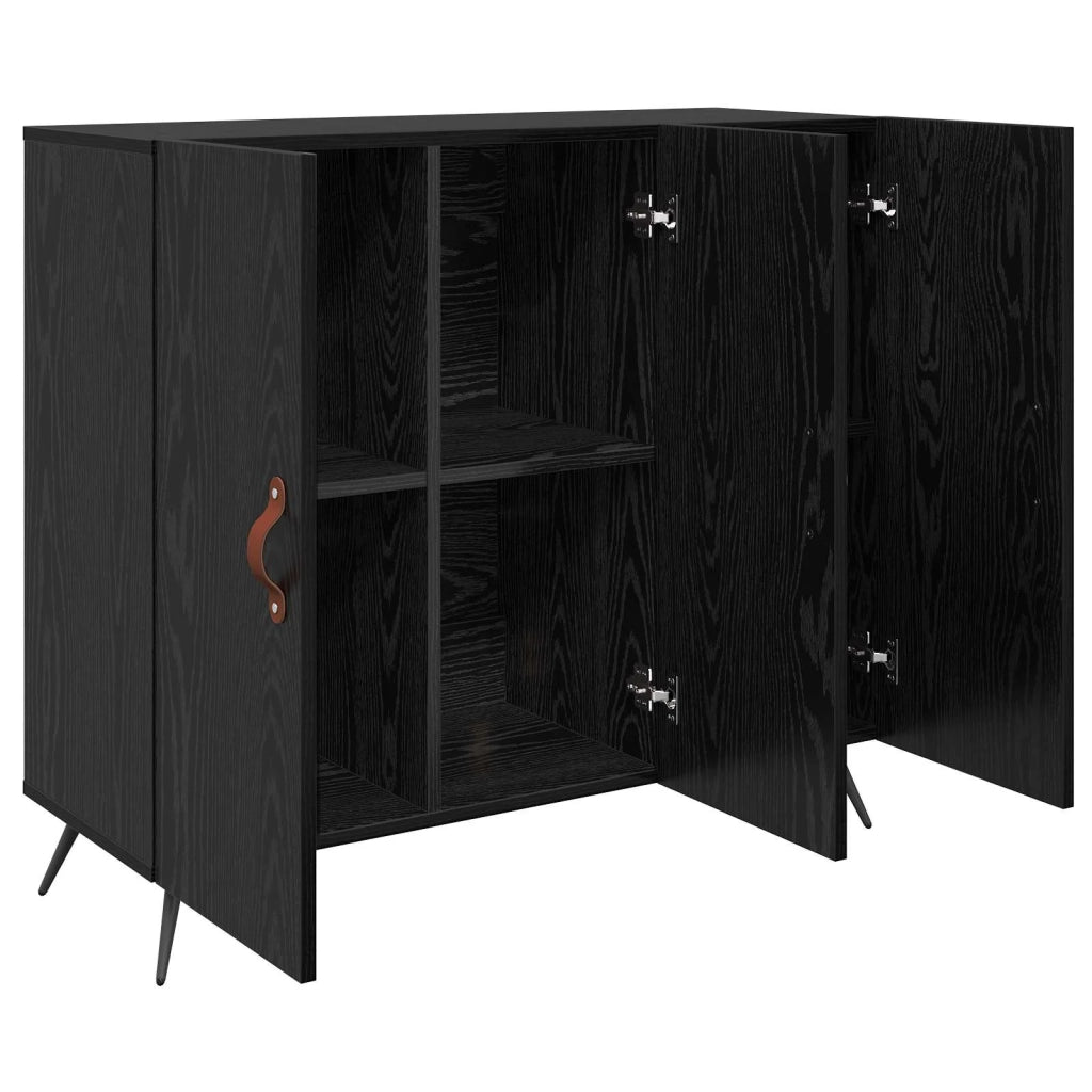 Credenza | Madia | Buffet da pranzo | Armadio da pranzo Rovere Nero 89,5 x 34 x 80 cm Legno multistrato