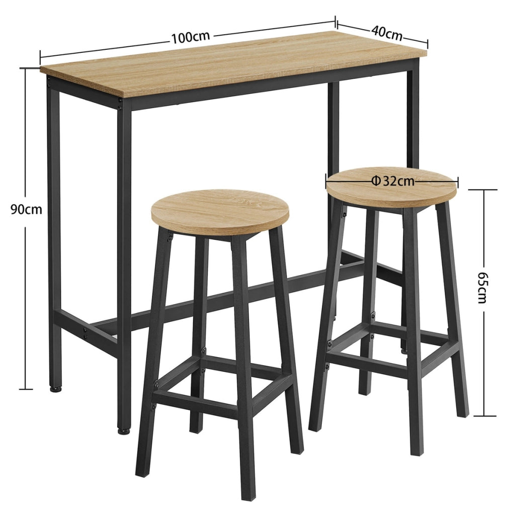 Set Bar Sonoma con Tavolo Alto e 2 Sgabelli in Acciaio