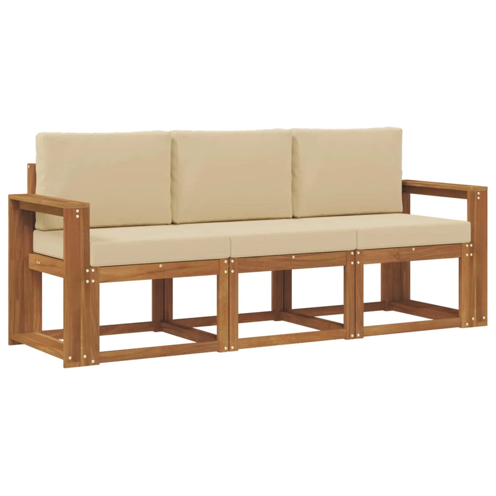Set di divani da esterno con cuscino 3 pcs Naturale e Beige 3365946