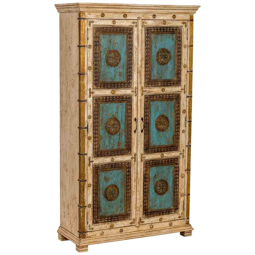 Armadio artigianale in legno bianco, 102x44x183h cm