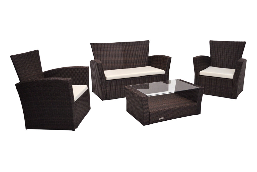 Salotto da giardino in rattan, set di divani da esterno in polyrattan marrone Aurora - RT-A09ZB