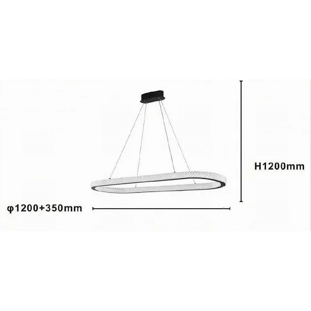 Trade Shop - Lampadario A Sospensione Led 92 W Ovale Lampada Orizzontale Cristallo Nero 31999 -