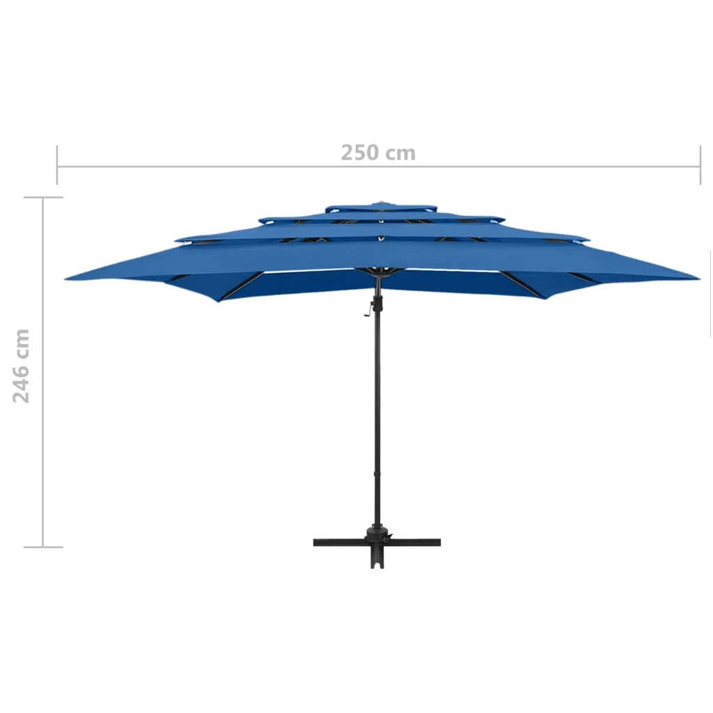 Ombrellone a quattro livelli con palo in alluminio 250 x 250 cm azzurro 02_0008786