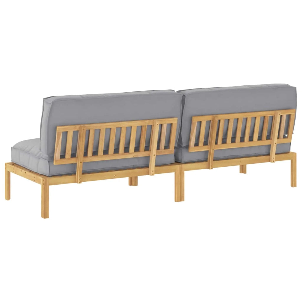 Set di divani con cuscino 2 pcs Grigio Legno di Acacia Massello