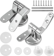 Set di Scharniere per WC - Set di Scharniere da Sostituire - Scharniere Sostituenti - Universale - Kit di Montaggio per Sedia WC - inclusivo di materiale di fissaggio - Set di Riparazione