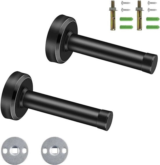 Stoppatto in acciaio inossidabile con stopper in gomma nero, 2 pezzi (12 cm), inclusi elementi di fissaggio