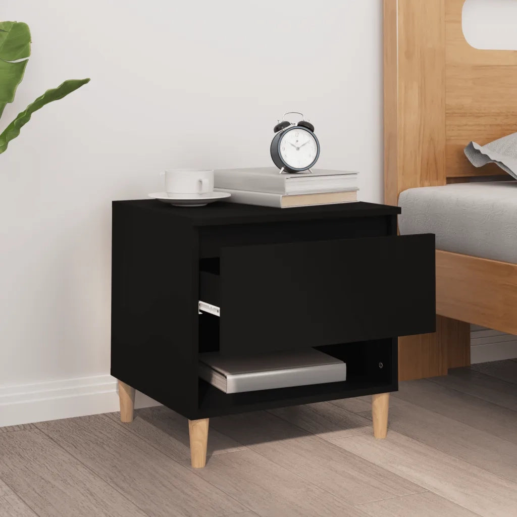 Comodino Nero 50x46x50 cm in Legno Multistrato 819534