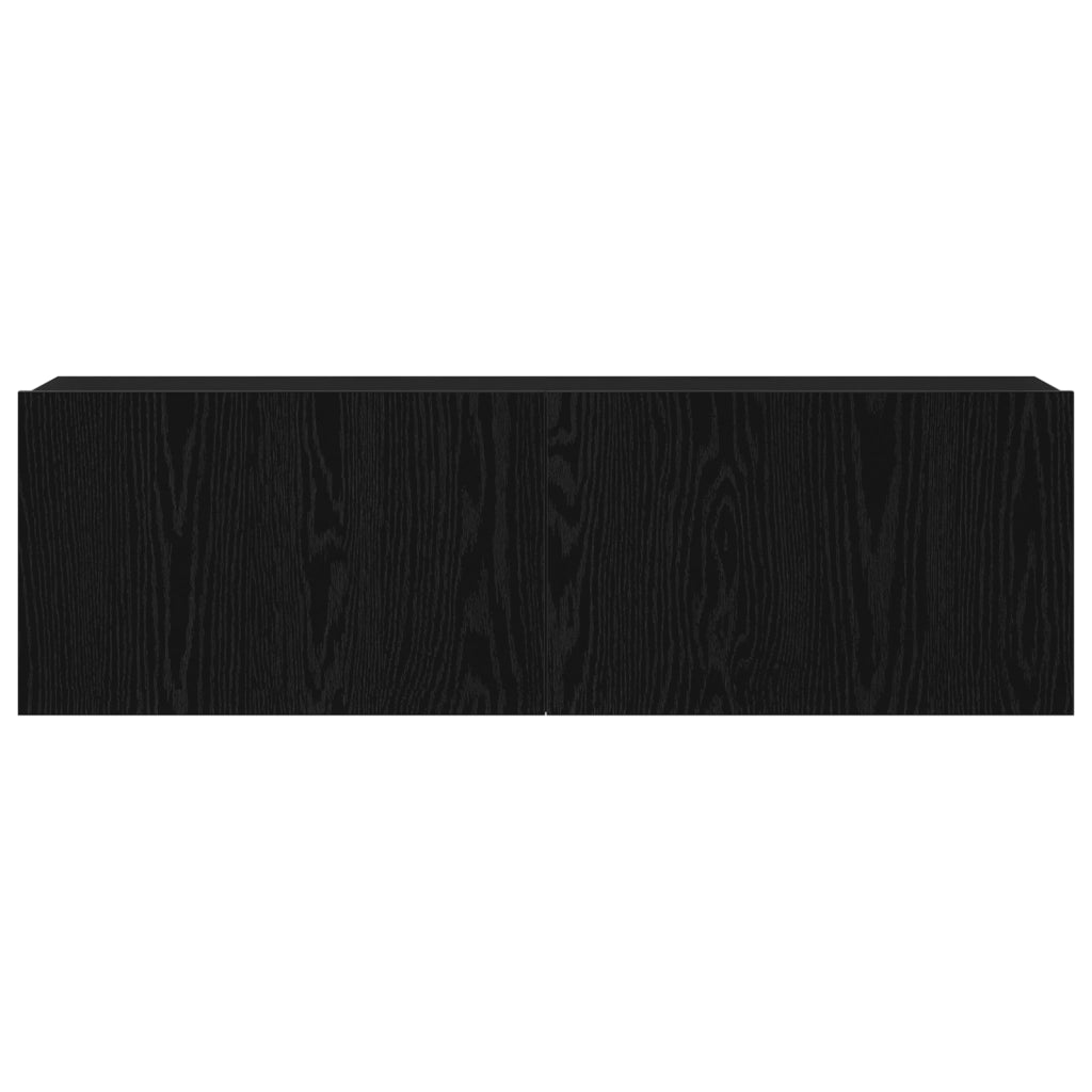 Mobile TV a muro in legno finto rovere nero 100x30x30 cm
