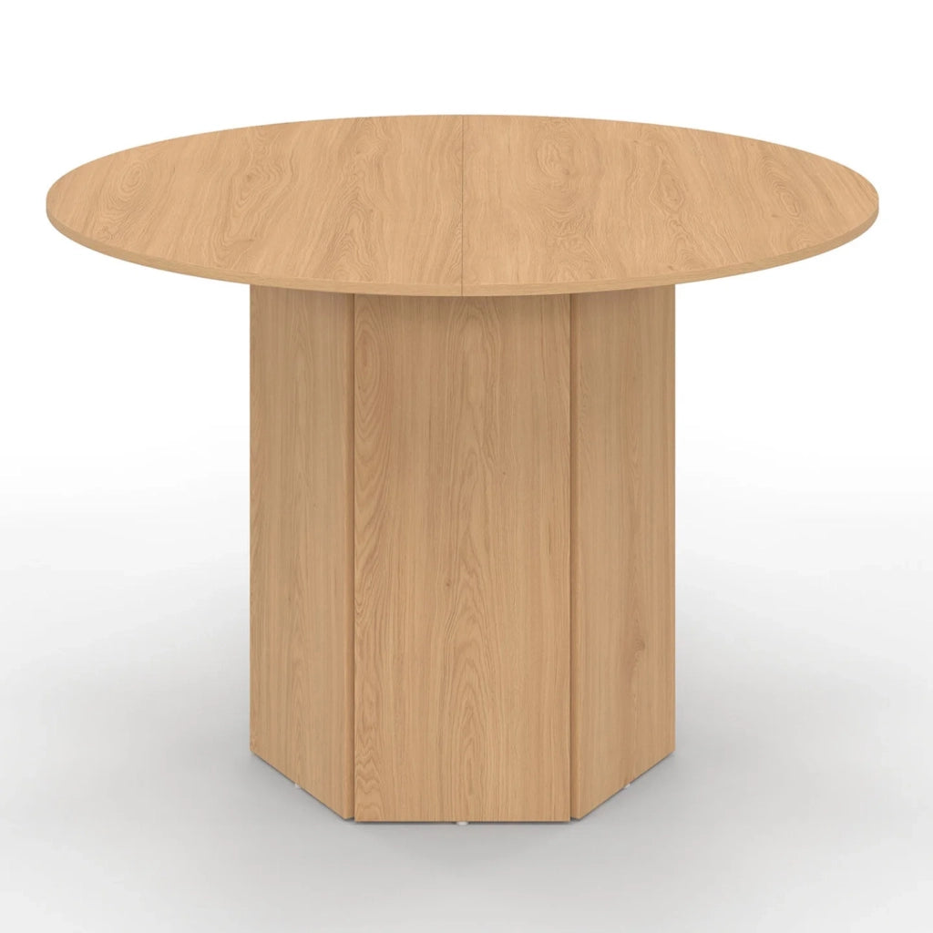 IDMarket - Tavolo da pranzo rotondo BERTHE, 6 persone, gamba esagonale, effetto legno faggio 110 cm