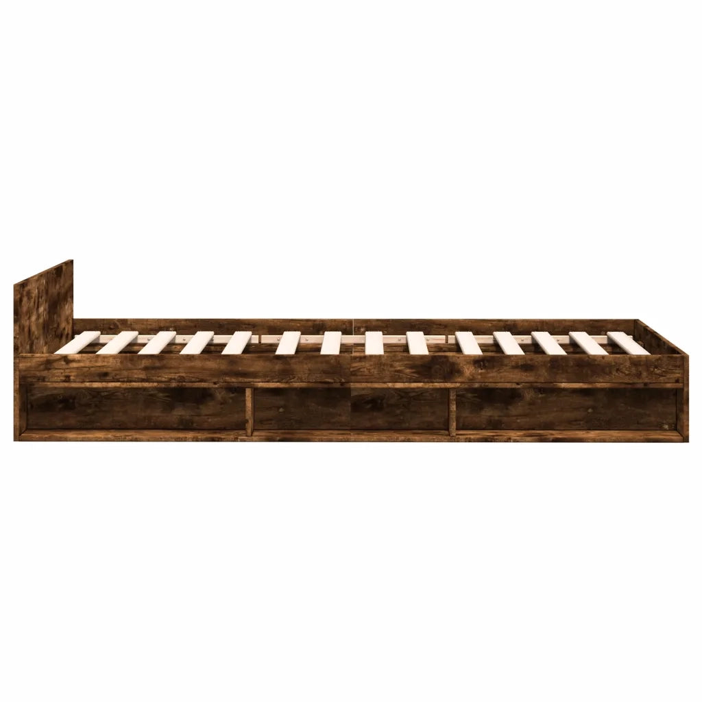 Letto singolo | Letto per adulti | Giroletto con Cassetto Rovere Fumo 90x190 cm Legno Multistrato