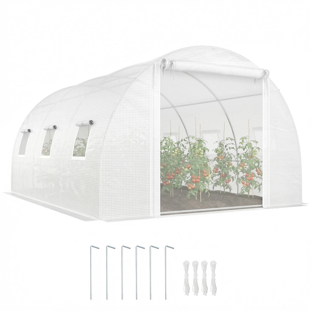 Serra da giardino in plastica con porta a rete ¨C zephmum ¨C bianco