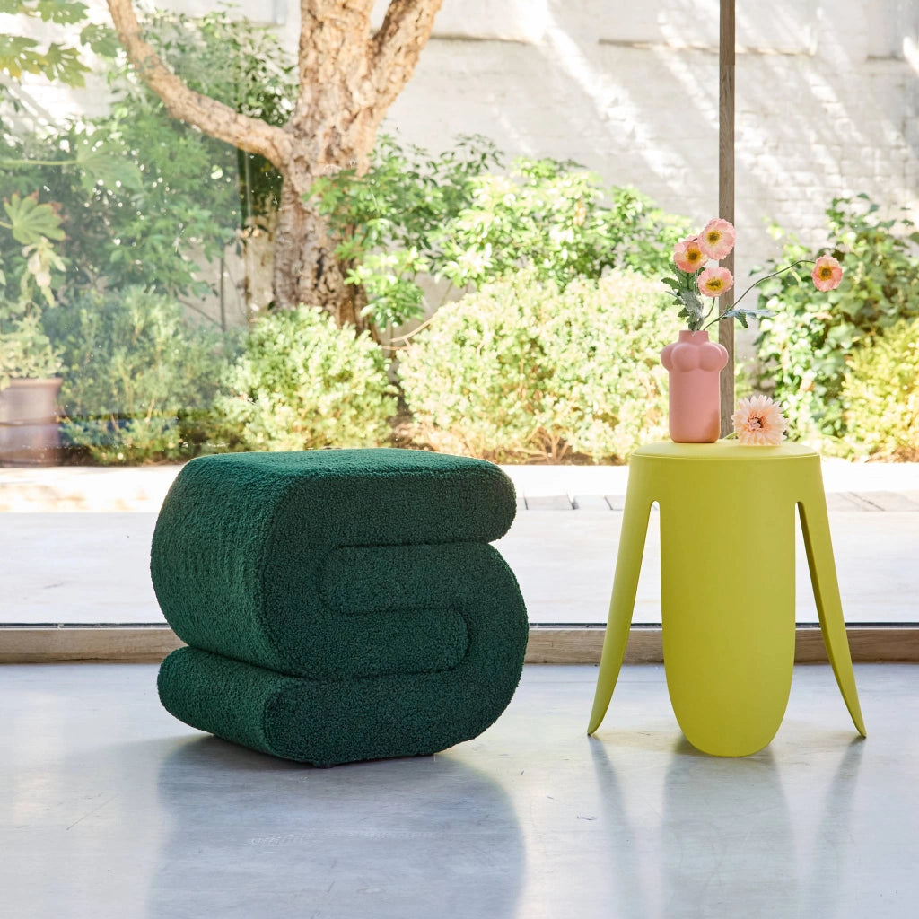 Pouf in bouclé, verde