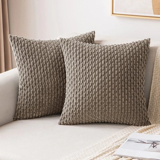 Set di 2 Copricuscini Corda Moderne per Banci Decorativi, 50x50 cm, Marrone