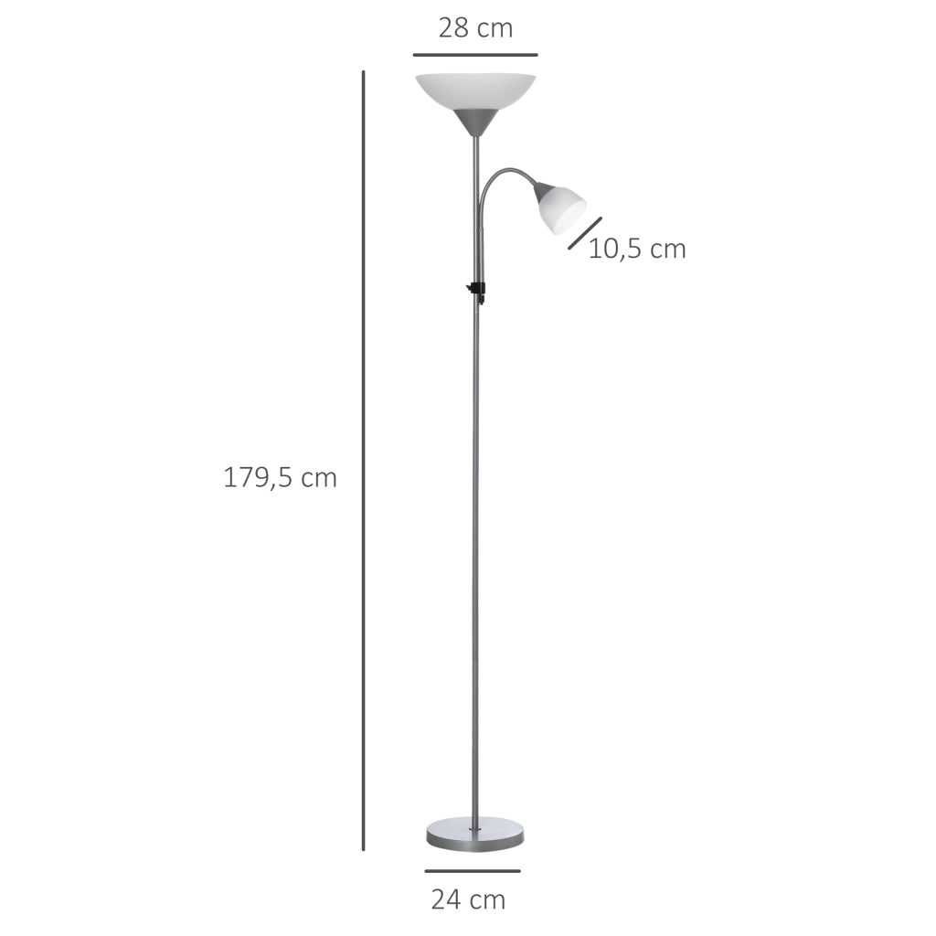 Lampada da terra con 2 teste E27 E14 ¨C Zephmum ¨C base metallo ?28x179.5 cm