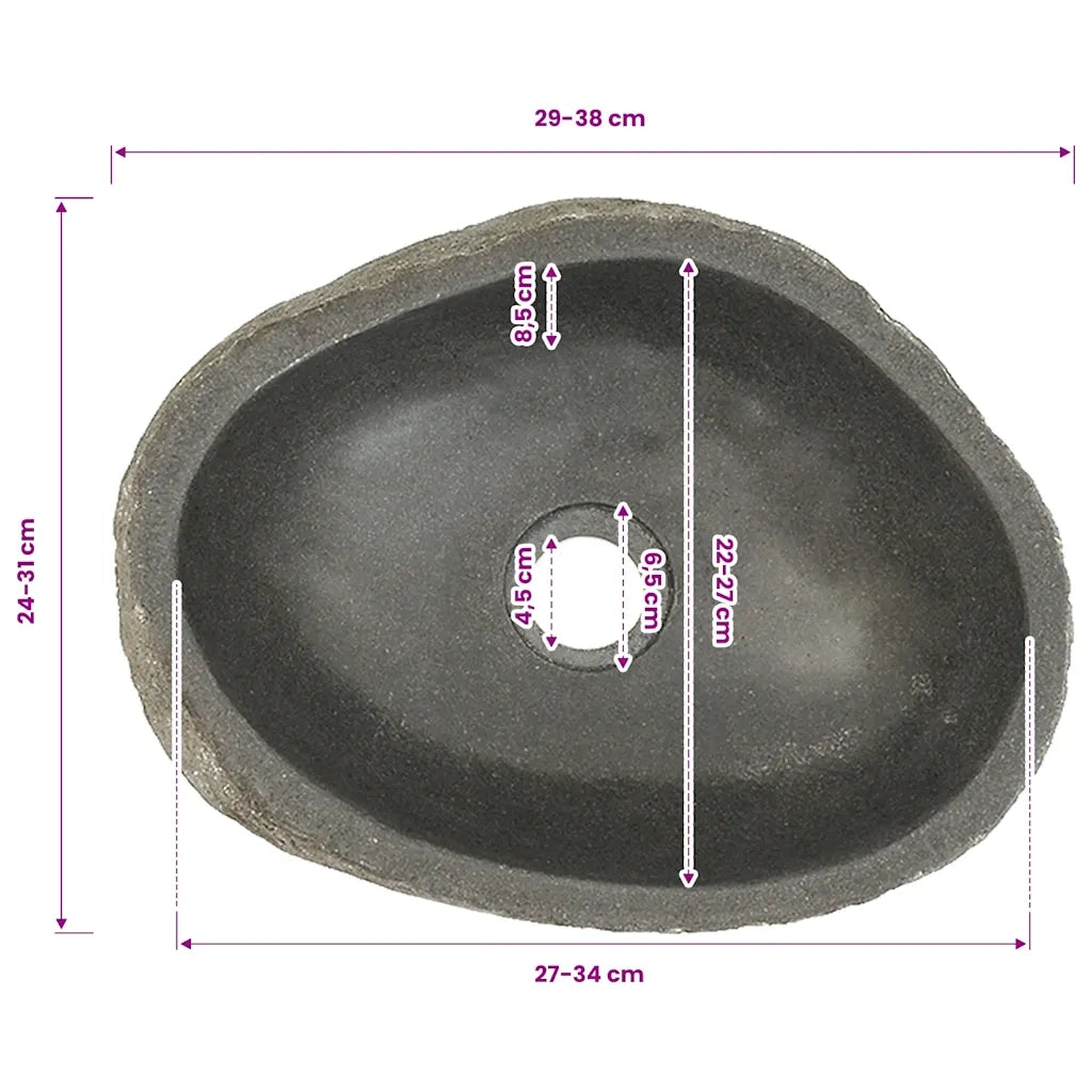 Lavandino-Lavello in Pietra di Fiume Ovale (29-38)x(24-31) cm