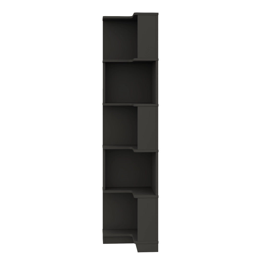 Libreria angolare a L in MDF con strisce LED controllate da app, 63,5 x 45 x 175 cm, colore nero