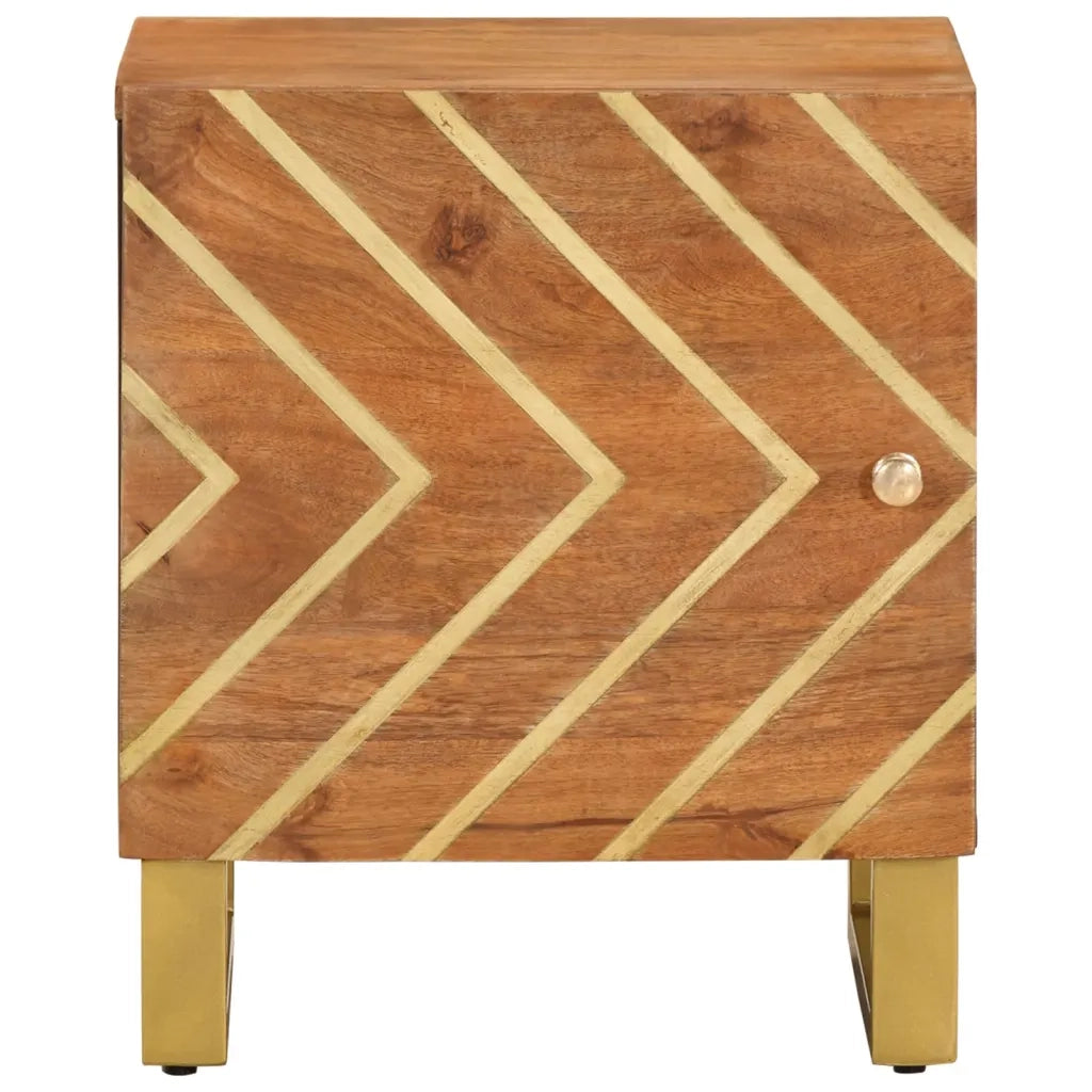 Comodino Marrone e Nero in Legno Massello di Mango 356779