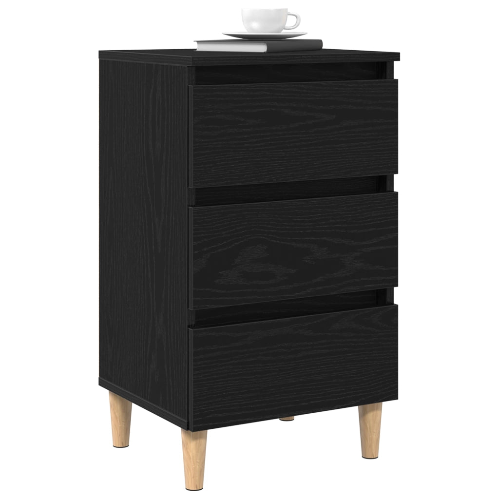 Comodino con gamba in legno Nero Rovere 40x35x69 cm