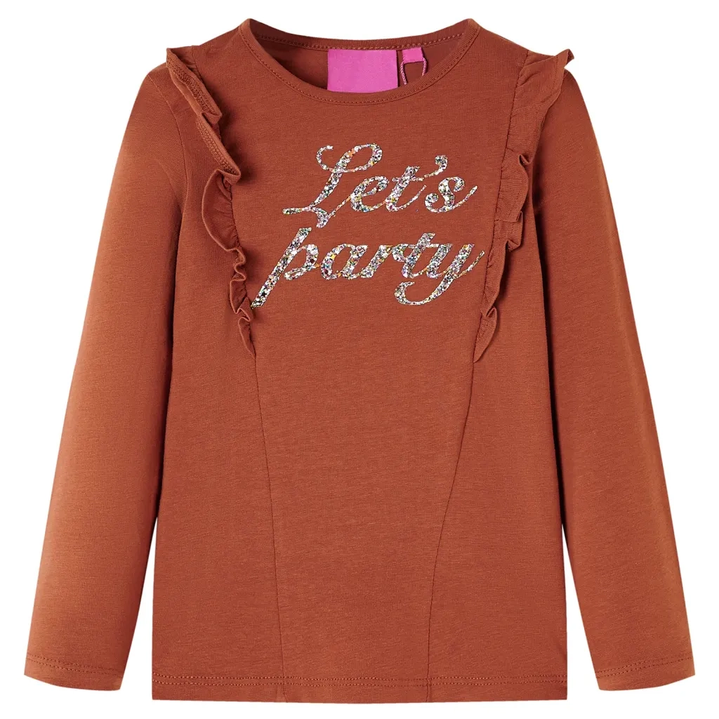Maglietta da Bambina a Maniche Lunghe Cognac 128cod mxl 108645