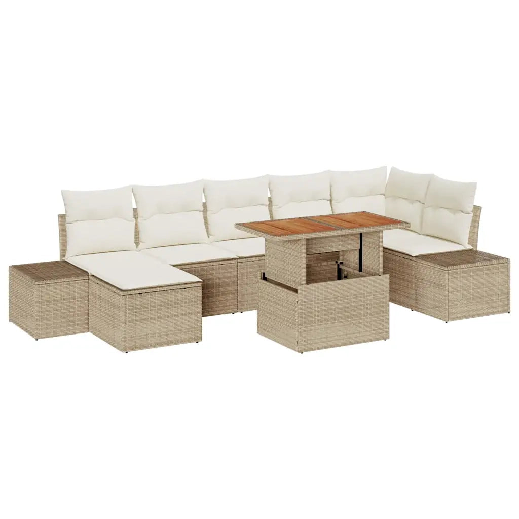 Set Divano da Giardino 8 pcs Beige Poly Rattan 3358731