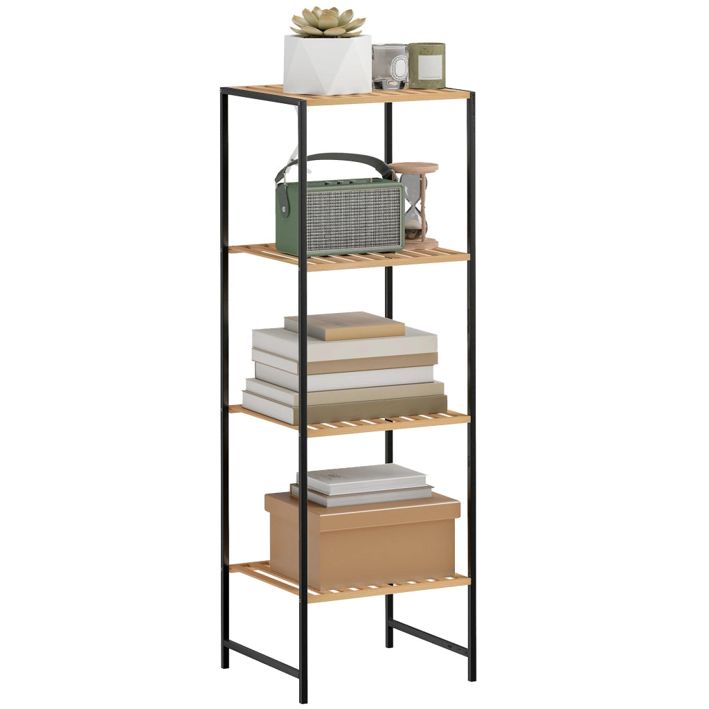Libreria in bamb¨´ e acciaio con 4 ripiani ¨C zephmum ¨C 36.5x33x110 cm, colore naturale