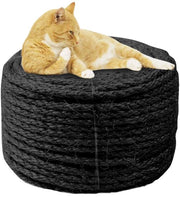 Toue di Sisal per Giocattoli di Gatto - Riparazione Sostituzione di Piastra di Protezione - Mat Pad - Giocattolo di Pijp - 6mm*30m Nero