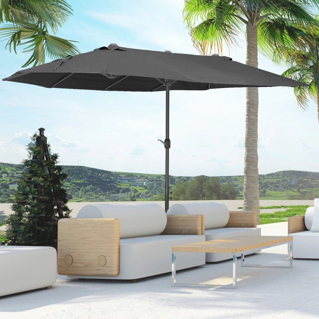 Ombrellone da Giardino Grande ¨C zephmum ¨C Nero 455x265x238 cm