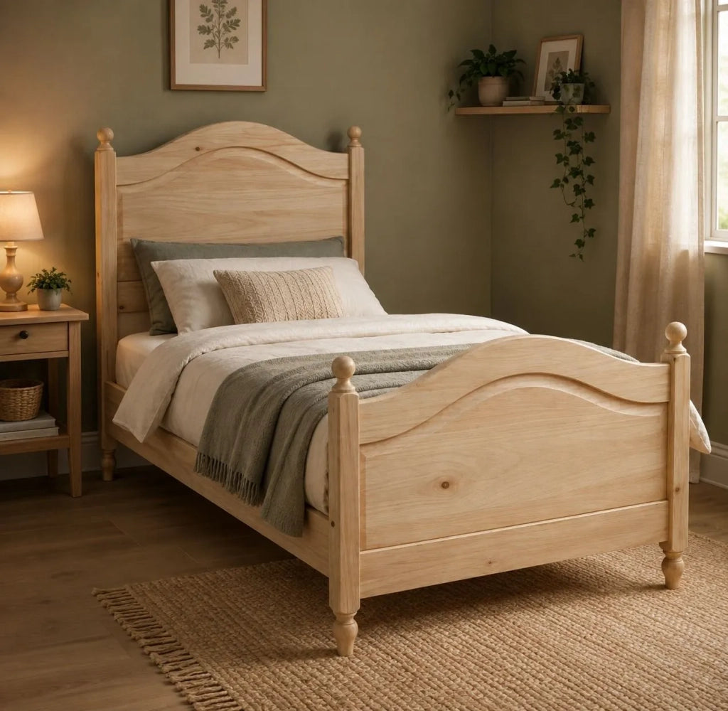 Letto singolo arte povera legno grezzo 99x212x112 - Mobili 2G