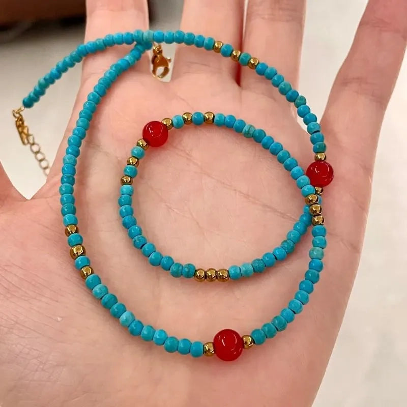 Collana con perline di cristallo verde: gioiello in pietra naturale fatto a mano
