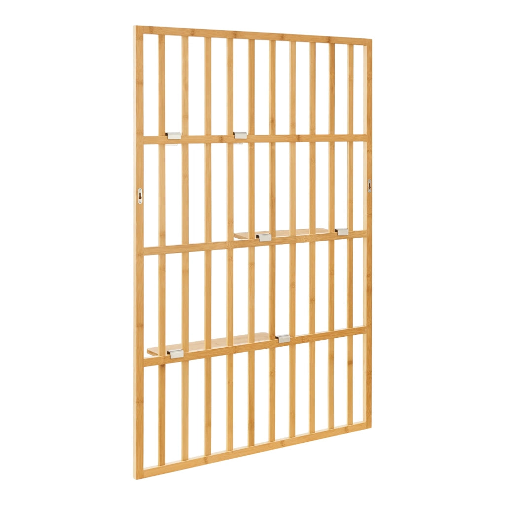 Scaffale dal design senza tempo per soggiorno/camera da letto mobiletto portaoggetti da parete 120 x 80 x 13 cm bambù naturale 03_0011277