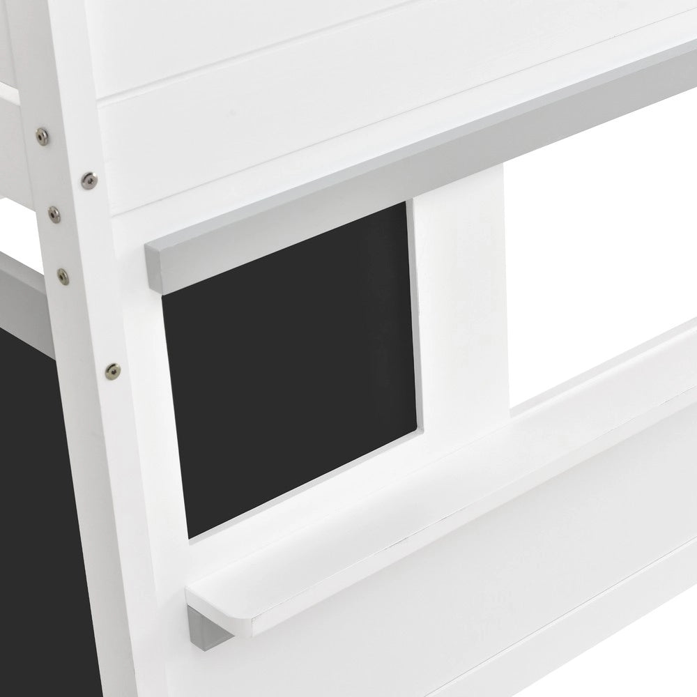 Letto Casetta Bambini a Castello con Ripiano 90x200 ¨C Xylo ¨C Bianco