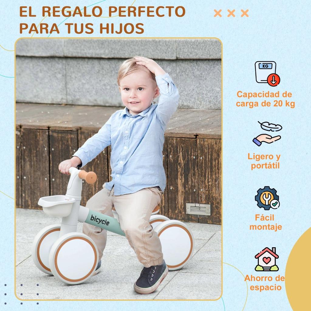 Bicicletta senza Pedali Bambini 12-36 Mesi con Cestino ¨C zephmum ¨C Verde 56x27x39 cm