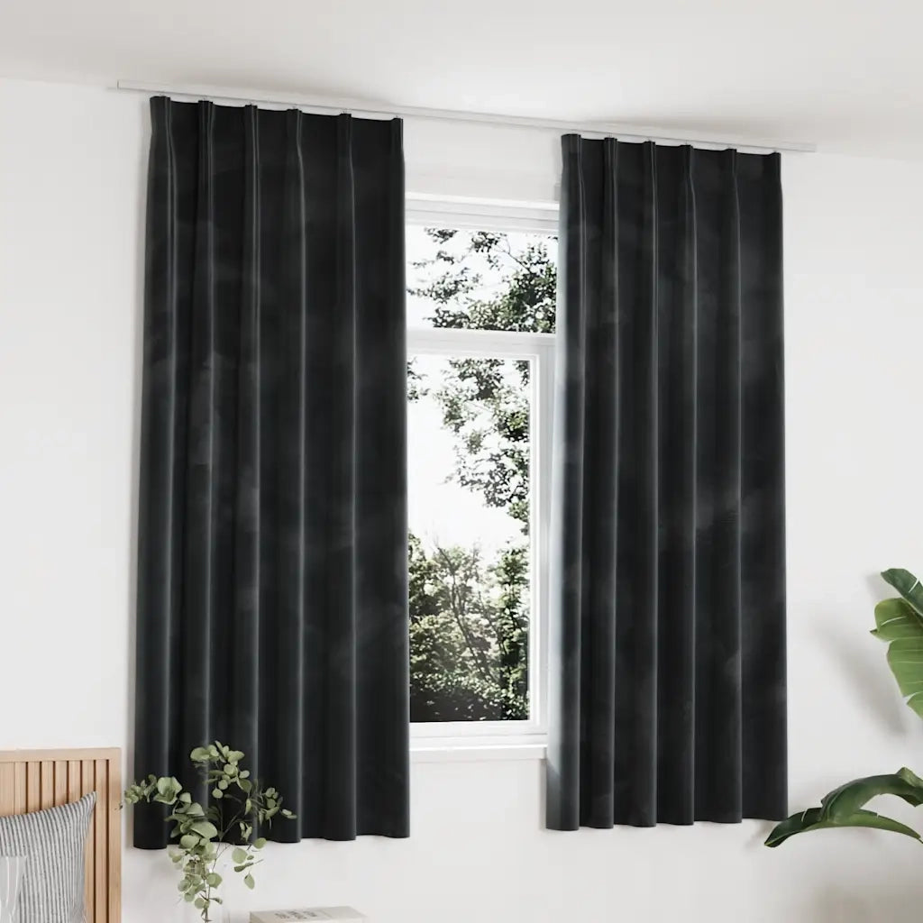 Tende Oscuranti con Ganci 2 pz Antracite in Velluto 140x175 cm 134500