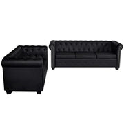 Set di divani a 2 posti per soggiorno salotto o casa interni e set di divani a 3 posti in pelle sintetica nera 02_0019081