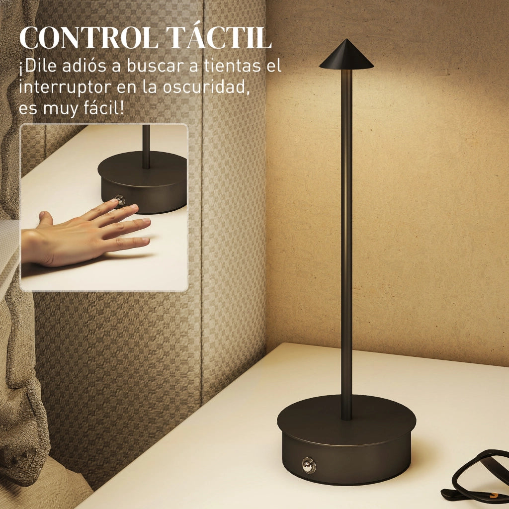 Lampada da Tavolo LED Ricaricabile ¨C zephmum ¨C Nero ?10x30 cm