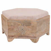 Sgabello in legno dipinta a mano con cuscino marrone 70x60x29h
