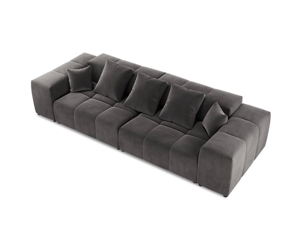 Cosmopolitan Design - Divano modulare "Rome" 3 posti in velluto grigio scuro 