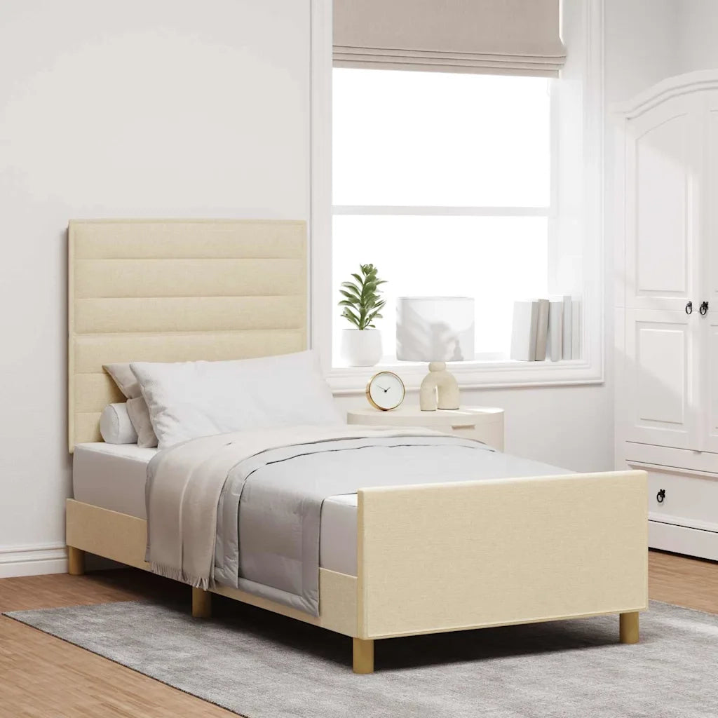 Struttura del letto con testiera Crema 90 x 190 cm Tessuto 3344618