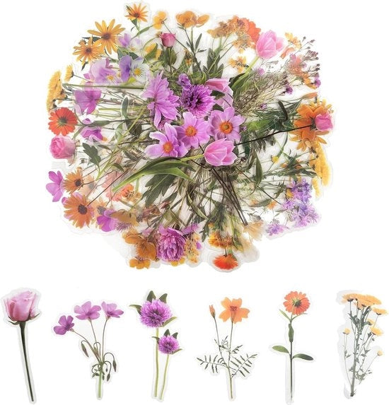 80 pezzi di adesivi di fiori trasparenti - adesivi di fiori manufatti per adulti - materiali per album - accessori per laptop - hobby fai da te - forza rosa