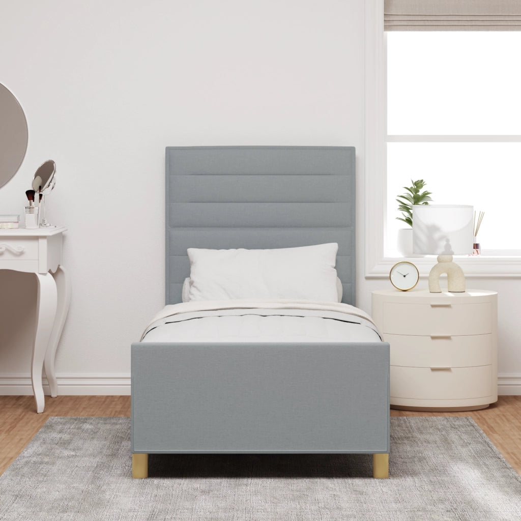 Struttura Letto Grigio Chiaro 100x200 cm Tessuto