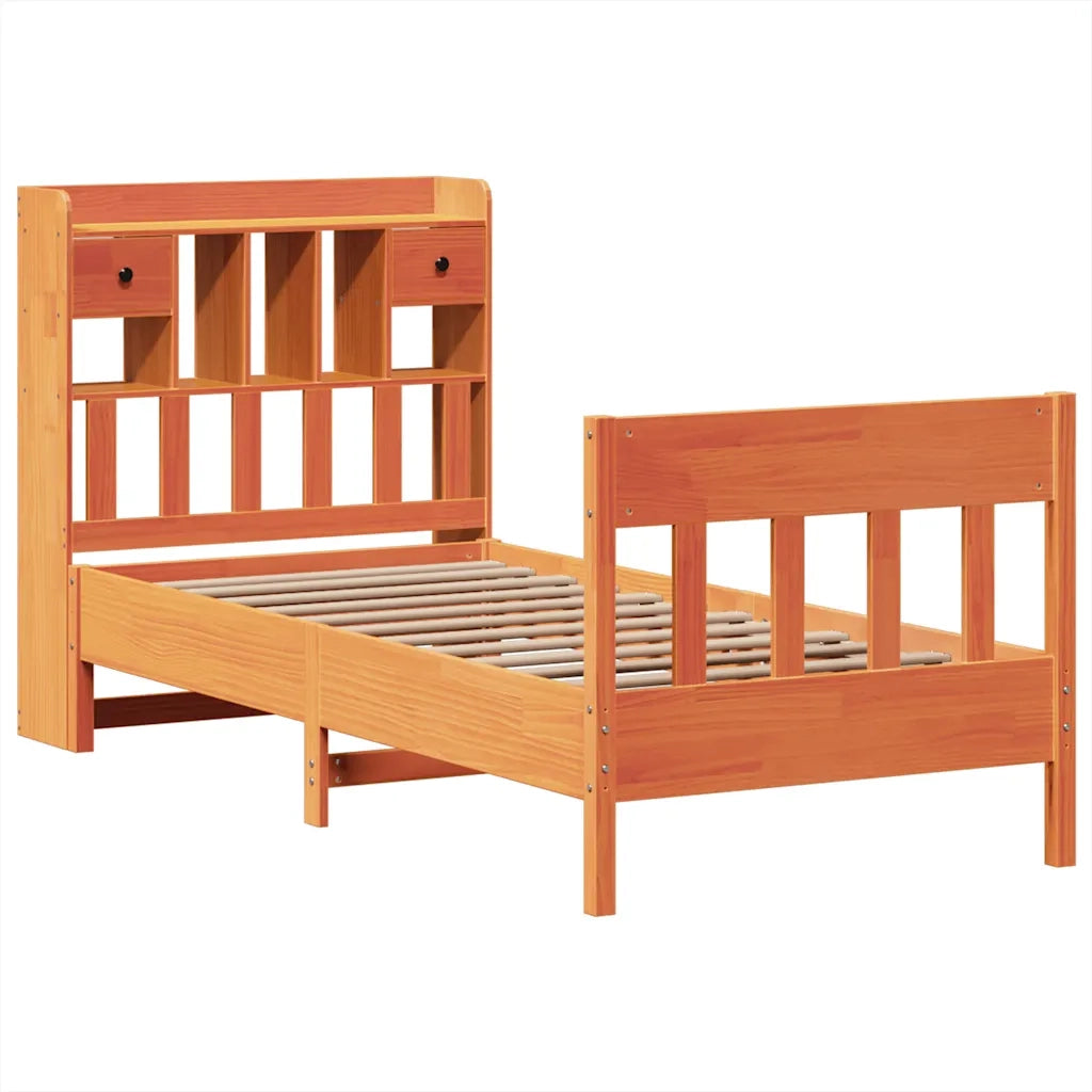 Giroletto senza Materasso-Struttura Letto Marrone Cera 100x200 cm Legno di Pino 874784