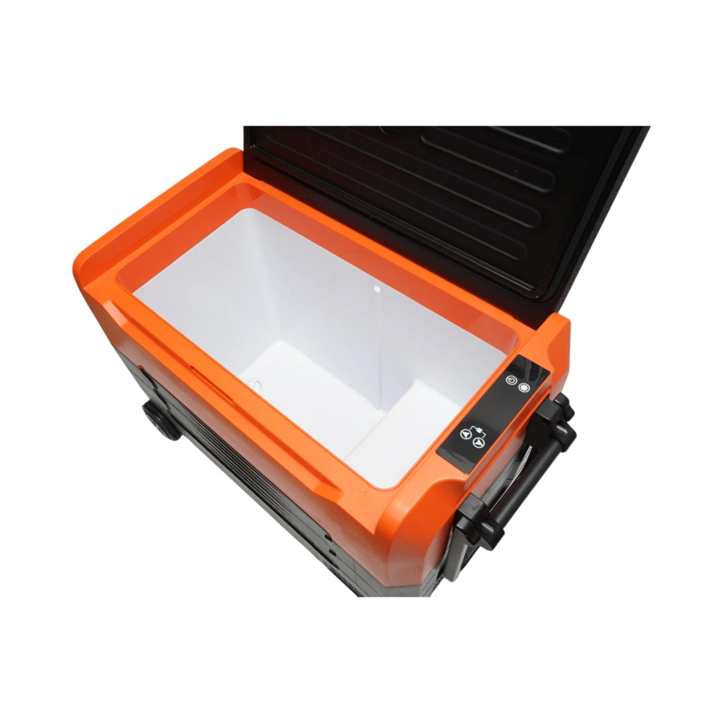 Frigorifero per auto 47L con compressore 12-24-220V, 45W tipo trolley 726x390x513mm