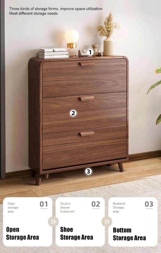 scarpiera Armadietto portascarpe in legno a 3 ripiani, armadi scarpiera per corridoi abbassabili, organizer per scarpe strette Scarpiera sottile Mobili in legno per ingresso Camera da letto Soggi