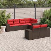 Set Divani da Giardino 7 pz con Cuscini Marrone in Polyrattan 3222813