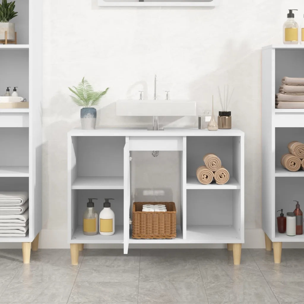 Mobile Lavabo-Armadietto da bagno Bianco 80x33x60 cm in Legno Multistrato 745780