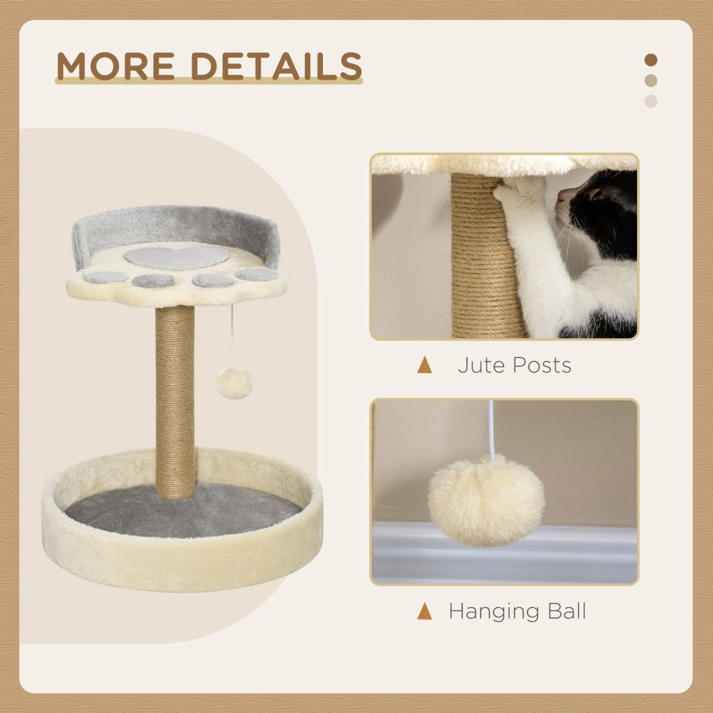 Albero Tiragraffi per Gatti con Lettini 41x41x44 cm In Corda in Juta e Peluche Grigio e Beige